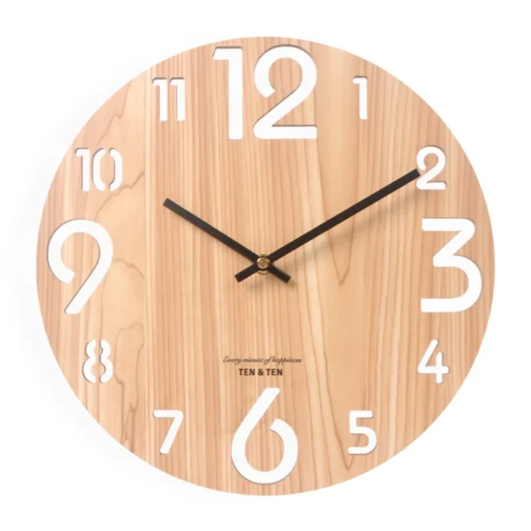 Wooden 3D Wall Clock Modern Design Nordic Brief Living Room Decoration Kitchen Clock Art Hollow Wall Watch Home Decor 12 inch - Image 6