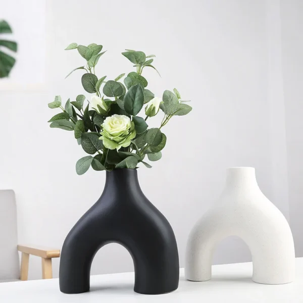 Flower Vases Home Decor Nordic Ceramic Vase Home Decoration Accessories Office Bookshelf Decorative Flower Vase Design Original - Image 2