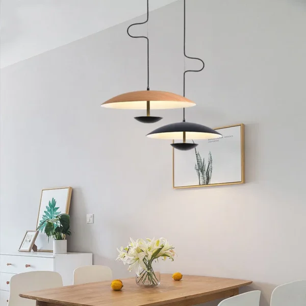 Nordic Design Led Pendant Lights Wood Grain Black for Table Dining Room Kitchen Hanging Lamp Fixture Home Decor Lighting Lusters - Image 3