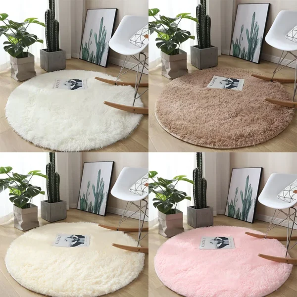 Plush round carpet living Room Decoration Children's Bedroom fluffy white carpet non-slip blanket bedside design Room play mat - Image 5