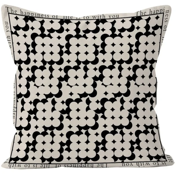 40/45/50/60cm Black and Gray Simple Design Pillowcase Geometric Stitching Sofa Office Nap Cushion Cover for Home Decor - Image 3