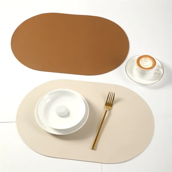 Leather Placemat Oval Oil-Proof Table Mat Home Dining Kitchen Table Placemat Design Dining Waterproof Heat Resistant Home Decor - Image 3