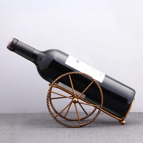 Retro Metal Red Wine Rack Bronze Iron Wheels Design Wine Holder Home Bar Decor Shelf Display Beer Whisky Wine Bottles Holder - Image 3