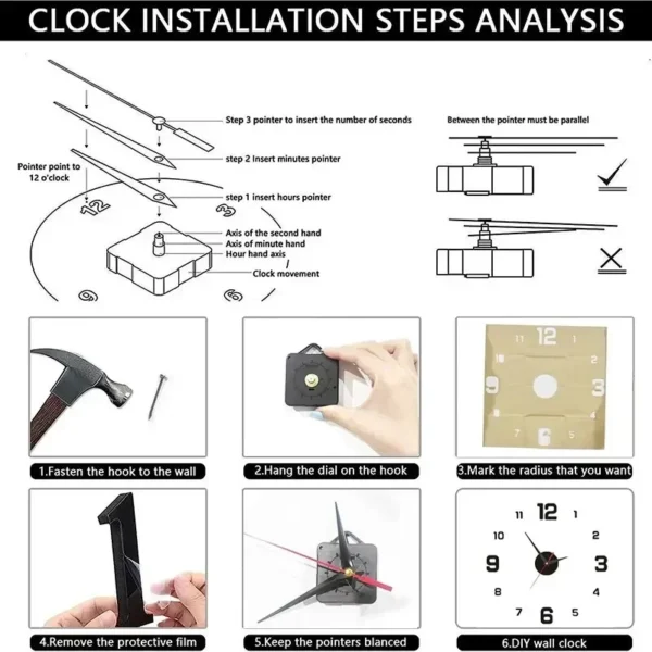 DIY Modern Design Large Wall Clock Fashion Decorative Living Room Wall Clock Home Decoration Clocks Decor Decoration for Bedroom - Image 5