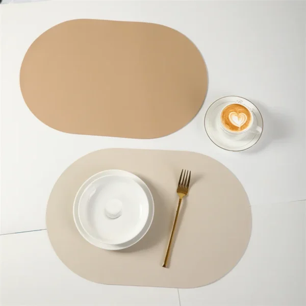 Leather Placemat Oval Oil-Proof Table Mat Home Dining Kitchen Table Placemat Design Dining Waterproof Heat Resistant Home Decor