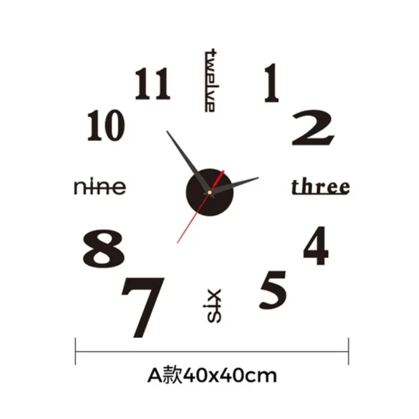 Simple Modern Design Digital DIY Clock Silent Wall Clock Room Living Wall Decoration Home Decor Punch-Free Wall Sticker Clock - Image 4