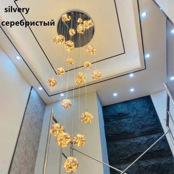 Modern Led Chandelier Glass Ball Dimmable for Staircase Living Room Pendant Lamps Home Decor Lighting Suspension Design Lusters - Image 4