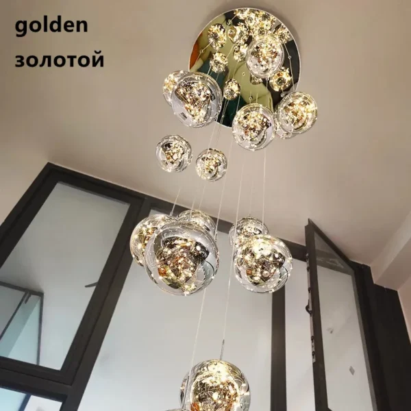 Modern Led Chandelier Glass Ball Dimmable for Staircase Living Room Pendant Lamps Home Decor Lighting Suspension Design Lusters - Image 3