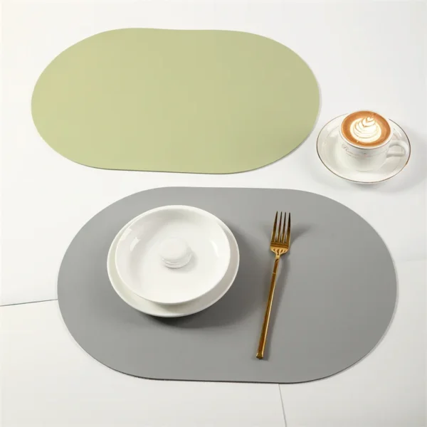 Leather Placemat Oval Oil-Proof Table Mat Home Dining Kitchen Table Placemat Design Dining Waterproof Heat Resistant Home Decor - Image 2