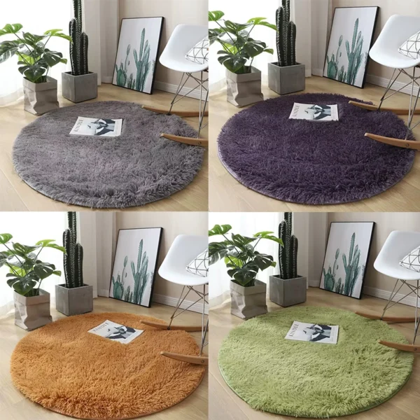 Plush round carpet living Room Decoration Children's Bedroom fluffy white carpet non-slip blanket bedside design Room play mat - Image 6